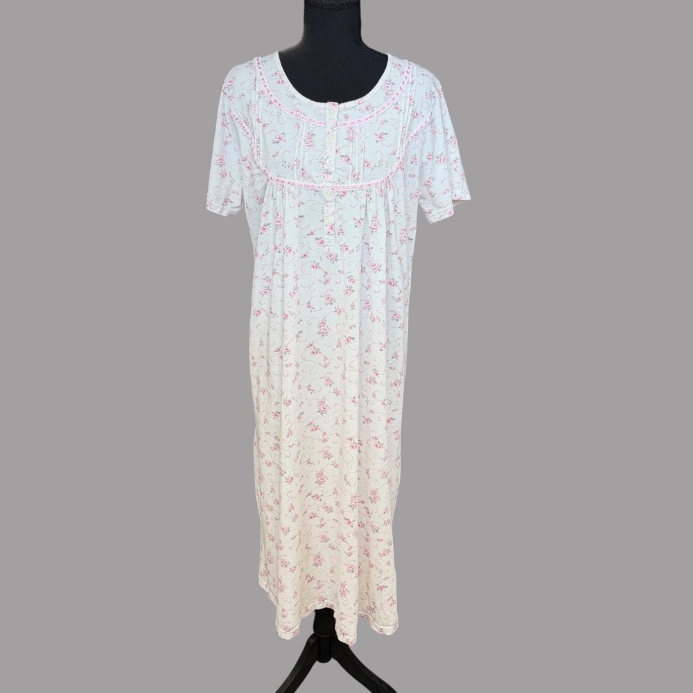 Keyocean Nightgown Size M Cotton Feminine Floral Prairie Romantic Cottagecore